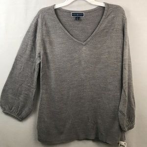Karen Scott grey texture pullover v-neck sweater